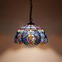 Tiffany Hanging Light W12H32 Inch Blue Purple Cloudy Stained Glass Pendant lamp 1E26 S558 WERFACTORY Series Lamps Chandelier Ceiling Fixture Kitchen Island Bar Hallway Living Room Dining Room Loft