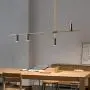 BOKT Dining Room Pendant Light Fixture Modern Industrial Linear Pendant Light Contemporary Chandelier for Living Room, Kitchen Island, Gold Finish and Black Shade (4heads)