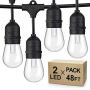 2-Pack Dimmable LED Outdoor String Lights, 48FT Shatterproof Patio Lights, Linkable Hanging Lights with Vintage Edison Bulbs, IP65 Waterproof Commercial Lights String for Backyard, Garden, Porch, Deck