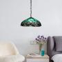 LITFAD LED Pendant Lighting 4 Light Dome Pendant Light Tiffany Victorian Stained Glass Drop Light Ceiling Hanging Light for Restaurant Living Room Bedroom Hotel - Blue