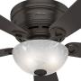 Hunter Haskell Indoor Low Profile Ceiling Fan with LED Light and Pull Chain Control, 42'', Premier Bronze