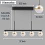 Joyxeon 5-Light Kitchen Island Lighting Farmhouse Dining Room Lighting Fixtures Hanging, Integrated LED Kitchen Bar Linear Chandeliers Industrial Pool Table Light, 3000K Warm White - Black & Gold