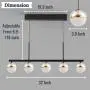 Joyxeon 5-Light Kitchen Island Lighting Farmhouse Dining Room Lighting Fixtures Hanging, Integrated LED Kitchen Bar Linear Chandeliers Industrial Pool Table Light, 3000K Warm White - Black & Gold