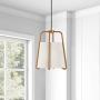 Henn&Hart PD0072 Modern 1-Light Contemporary Style Brass with White Fabric Shade for, Kitchen, Dining, Living Room Pendant, One Size
