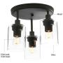 Pathson Industrial Ceiling Light Fixture, 3-Light Semi Flush Mount Ceiling Lamp with Glass Shade, Ceiling Chandelier Light for Hallway Loft Kitchen Bar Dining Room