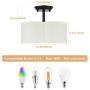 Eyassi Semi Flush Mount Ceiling Lights, Linen 4-Light Farmhouse Close to Ceiling Lighting Fixtures Industrial Black Ceiling Lamp for Kitchen Island Living Room Bedroom Hallway Laundry Entryway