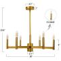 Wellmet Gold Chandelier Dining Room 26 inch, Modern Sputnik Chandelier 6 Light, Hanging Pendant Lighting Mid Century Ceiling Light Fixture for Kitchen Island Living Room Bedroom, Brushed Brass