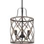 Vintage Kitchen Ceiling Pendant Light,Farmhouse Drum Chandeliers for Dining Room,Adjustable Height,Wood Finish,3-Light