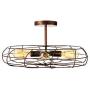 Semi Flush Mount Ceiling Light - BAYCHEER Vintage Pendant Lights Industrial Chandelier Black Metal Cage Hanging Fixture with 5 E26 Bulb Base for Hallway,Restaurant,Warehouse,Barn,Living Room,Rust