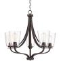 Merriman Bronze Chandelier 28'' Wide Industrial Clear Seeded Glass 5-Light Fixture for Dining Room House Foyer Kitchen Island Entryway Bedroom - Franklin Iron Works