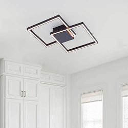 Helych Modern Ceiling Light LED 2 Squares Ceiling Lights Flush Mount Ceiling Lamp 27W Warm White 3000K Ceiling Lighting for Kitchen Bedroom Hallway Entry Dining Room Black