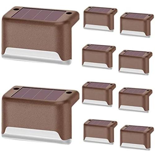 10 Pack Outdoor Solar Deck Lights, Waterproof Solar Powered LED Step Light , Warm White Lights Perfect for Railing, Yard, Steps, Fence, Pathway ,Auto On/Off