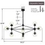 Luupyia 10 Light Sputnik Chandelier Mid Century Industrial Light, Magic Bean Chandelier with Globe Glass Shade, Mid Century Sputnik Chandelier Pendant Dining Room Light Fixtures Black