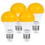 LOHAS Yellow LED Bug Light Bulb, Amber Yellow Bug Outdoor Porch Lights, A19 Dusk to Dawn Sensor Bug Light 40W Equivalent, E26 Security Auto On/Off LED Bulb, 500LM Yellow Bulbs for Bug Outdoor, 4Pack