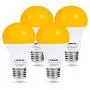 LOHAS Yellow LED Bug Light Bulb, Amber Yellow Bug Outdoor Porch Lights, A19 Dusk to Dawn Sensor Bug Light 40W Equivalent, E26 Security Auto On/Off LED Bulb, 500LM Yellow Bulbs for Bug Outdoor, 4Pack