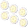 AMIR Upgraded Motion Sensor Light, Cordless Battery-Powered LED Night Light, Stick-Anywhere Closet Lights Stair Lights, Safe Lights for Hallway, Bathroom, Bedroom, Kitchen (Warm White - Pack of 6)