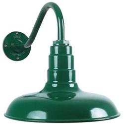 The Topanga Gooseneck Barn Light | Old Gas Station Style Steel Dome on a Gooseneck | Barn Lighting and Farmhouse Lighting | Made in America | Modern Farmhouse Light (16'' Gooseneck, Green)