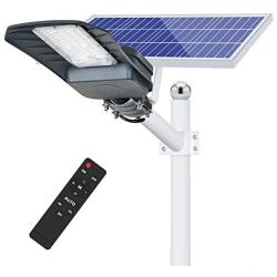 300W Solar Street Light Outdoor,Dusk to Dawn Solar Lights Outdoor with Remote Control,6500K Solar LED Flood Light for Parking Lot,Yard,Street,Basketball Court