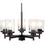 JAZAVA 5-Lights Modern Chandeliers, Pendant Lighting Hanging Adjustable Island,Semi Flush Ceiling Lights for Dinging Room Living Room Kitchen Bedroom, Clear Seeded Glass with Oil Rubbed Bronze Finish