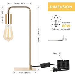 HAITRAL Modern Table Lamps - Bedside Desk Lamps for Bedroom, Living Room, Office, Gold (Witouth Bulb)