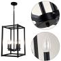 Sivilynus 4 Lights Chandeliers Black Foyer Lighting Farmhouse Pendant Light Fixture Industrial Style Lighting Mid Century Ceiling Light Fixture for Entryway,Hallway and Dining Room Foyer