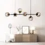 Modo Lighting Modern Ceiling Pendant Lighting Adjustable Chandelier 6-Light Lamp Globe Glass Hanging Light Fixture for Living Room Dining Room Bedroom