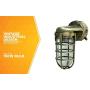 Woods L1707SVAB Traditional 100W Incandescent Weather Industrial Light, Suitable for Indoor and Outdoor Use, Wall Mount, Metal Die Cast Construction and Tempered Glass Lens, Antique Brass
