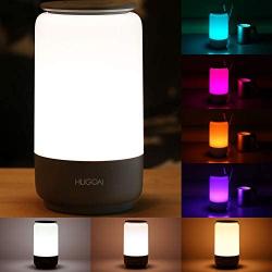 LED Table Lamp, HugoAi Bedside Lamp, Nightstand Lamps for Bedrooms with Dimmable Whites, Vibrant RGB Colors and Memory Function, No Flicker, Grey