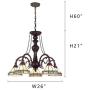 Capulina Handcrafted Tiffany Glass Chandelier, 3 Lights Tiffany Ceiling Light Fixture, Mission Style Lampshade Dinning Room Lighting Fixtures Hanging, Antique Kitchen Lights