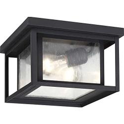 Sea Gull Lighting 78027-12 Hunnington Two Outdoor Ceiling Flush Mount Outside Lighting, Black Finish