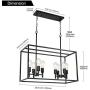 VINLUZ 8 Light Farmhouse Island Pendant Hanging Lighting Black Kitchen Light Fixture for Dining Room Kitchen Bar