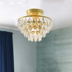 Tayanuc Modern Gold Chandelier Lighting Flush Mount Ceiling Light Fixture for Bedroom Livingroom Dining Room