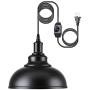 HMVPL Industrial Barn Pendant Light with Plug in Cord and On/Off Dimmer Switch, Metal Hanging Ceiling Lamp for Kitchen Island, Dining Room, Bedroom or Barn