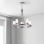 Maxax 5-Lights Wagon Wheel Chandelier with Glass Shade Farmhouse Rustic Round Dining Room Hanging Lighting Fixture, Chrome Finish