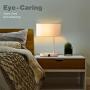 Miceshu Table Lamp for Bedroom, Touch Control Bedside Lamp with 3-Way Dimmable Dual USB Port Eye-Sight Protection, Linen Fabric Lampshade, Side Table Lamp for Bedroom, Living Room