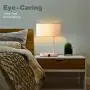Miceshu Table Lamp for Bedroom, Touch Control Bedside Lamp with 3-Way Dimmable Dual USB Port Eye-Sight Protection, Linen Fabric Lampshade, Side Table Lamp for Bedroom, Living Room