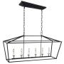 Deluxe Lamp 49 Inch Large Linear Lantern Chandelier Rectangular Island Pendant Ceiling Light Open-Frame Shade Kitchen Island Dining Room (6 Light) Aged Iron