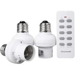 DEWENWILS Remote Control Light Lamp Socket E26 E27 Bulb Base Holder, Wireless Light Switch Kit, Remote Lighting Fixtures, White (Programmable, 3 Sockets 1 Remote, HRLSXXA Series)