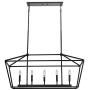 Untrammelife 5-Light Linear Pendant Light Fixture, Kitchen Island Lighting, Openwork Linear Chandelier with Adjustable Height in Coal Black Finish