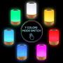Night Light, Bedside Bedroom Lamp, Small Led Table Lamps, Smart Touch Control Lights, Battery Powered, Wireless Rechargeable lamp (Dimmable 3 Level Warm White Light, Six Colour Changing RGB)