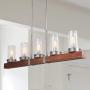 Farmhouse Wood Chandelier, 5-Light Linear Chandeliers for Dining Rooms, L42.9 x W3.9''x H9.4''