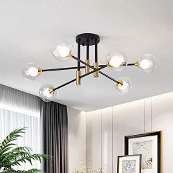 Dellemade Modern Sputnik Chandelier, XD00958 6 Lights Mid-Century Ceiling Light with Glass Shades,Globe Pendant Light Fixture