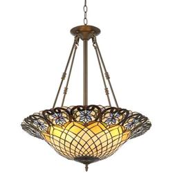 Mila Bronze Pendant Chandelier 24 1/2'' Wide Tiffany Style Art Glass Shade 4-Light Fixture for Dining Room House Foyer Kitchen Island Entryway Bedroom Living Room - Robert Louis Tiffany