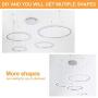 Royal Pearl Modern Chandelier LED 4-Rings Circular Pendant Light Flush Mount Pendant Lighting for Living Room Dining Room, 6000k, Silver