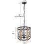 Eumyviv Wood Farmhouse Rustic Chandelier with Crack Finish Glass Shade, 3 Lights Vintage Industrial Hanging Light for Dinning Room, C0030