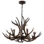 HUITICO Black Antler Chandelier, 6 Light Resin Faux Atler Chandeliers Vintage Style American Countryside Deer Horn Pendant Light Fixtures for Kitchen Island Restaurant Dining Room Cabin