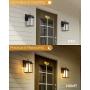 LALUZ Rectangle Outdoor Light Fixtures Wall Mount, Farmhouse Sanded Black Exterior Light Fixture with Frosted Glass, Hollow Weather Proof Porch Light for Front Door, Entryway, Patio, Garage, Yard