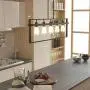 Tangkula 5-Light Island Lighting, Modern Style Domestic Linear Pendant Light Fixture, for Kitchen Dining Room Hallway, Pendant Lamps, Dark Brown Finish