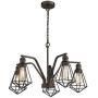 Zeyu 5-Light Pendant Light, Industrial Dining Room Chandelier, Oil Rubbed Bronze Finish with Metal Cage Shade, ZY04-5H ORB