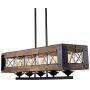 Kitchen Island Lighting, Wood Farmhouse Chandelier, Dining Room Hanging Fixture with 5 Glass Globes, 32”L x 10”H
